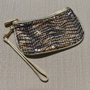 NWOT Animal Print Sequin Wristlet